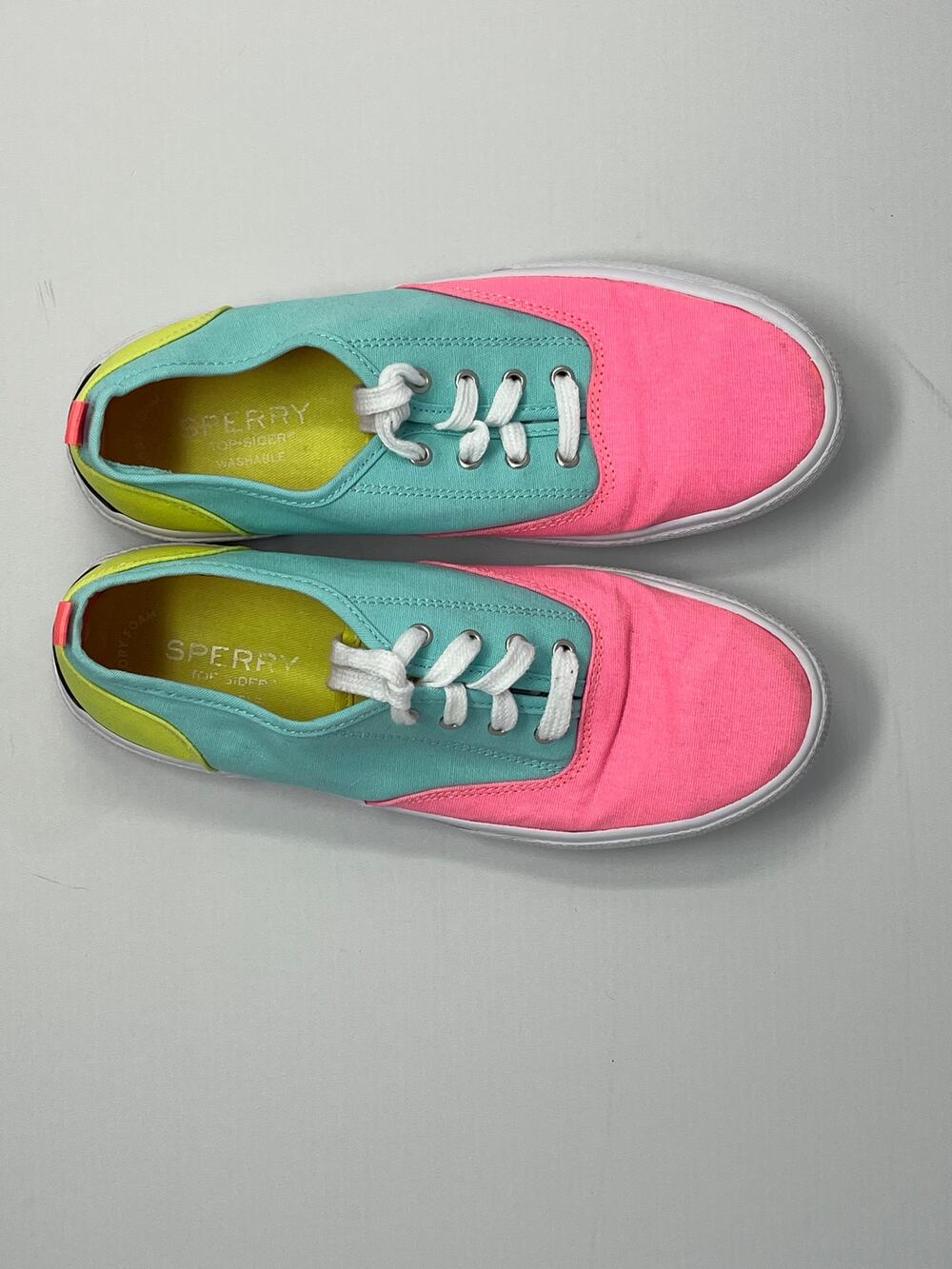 Sperry Women's Canvas Pink, Blue, Lime Green Sneakers size 4M SCK163953